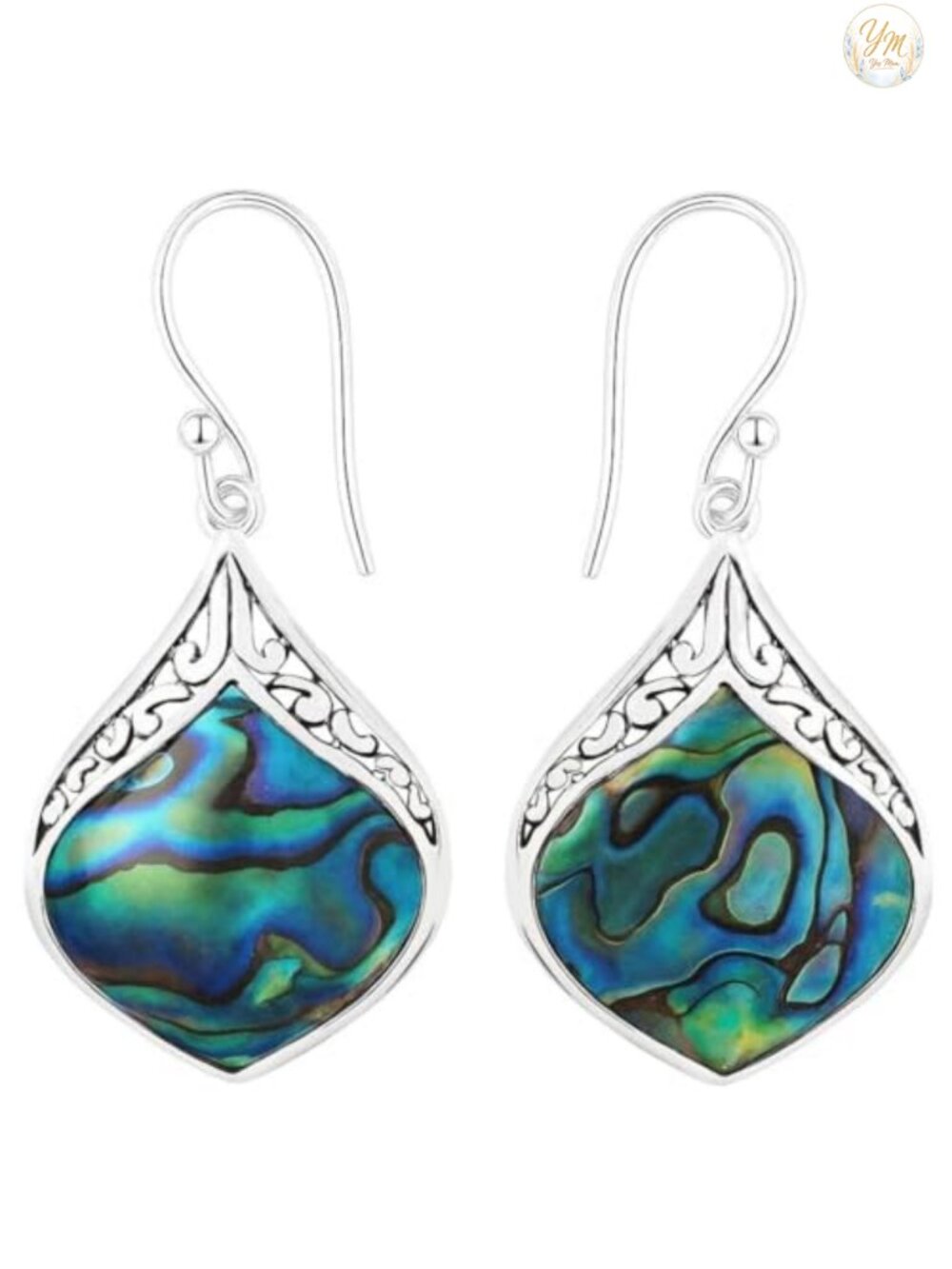 925 Sterling Silver Abalone Shell Dangle Earrings for Women